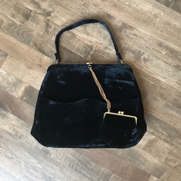 Handbags - Velvet purse with attached coin purse